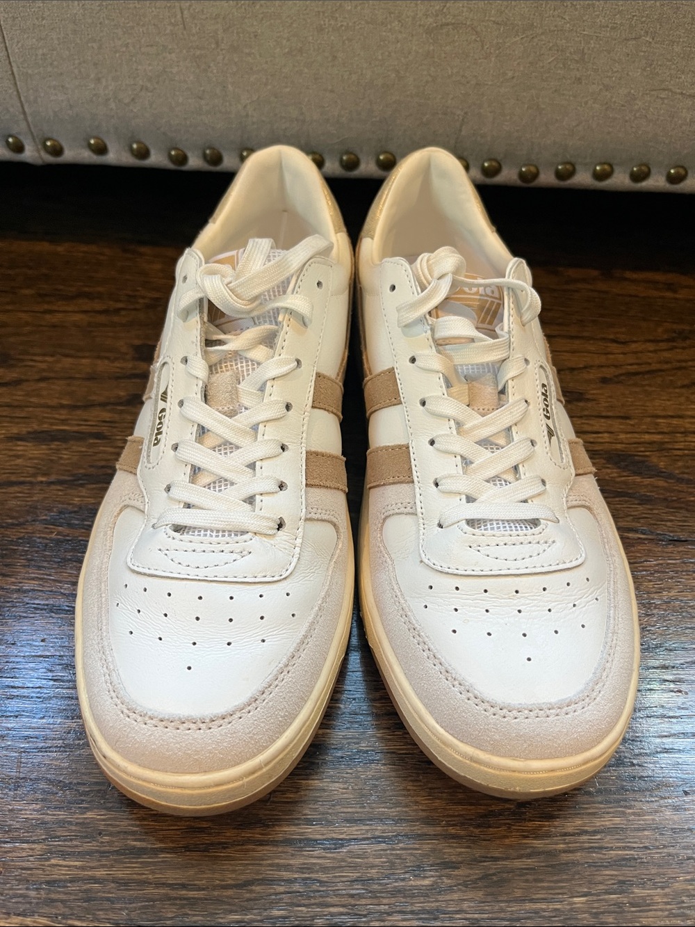 Gola Women's White and Beige Retro Athletic Sneakers